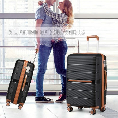 British Traveller 28 Inch Multi-Texture Polypropylene Hard Shell Suitcase With TSA Lock - Black