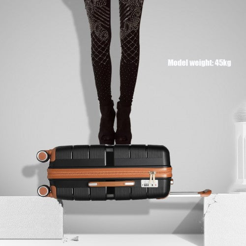 British Traveller 28 Inch Multi-Texture Polypropylene Hard Shell Suitcase With TSA Lock - Black