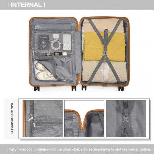 British Traveller 3 Pcs Multi-Texture Polypropylene Hard Shell Suitcase With TSA Lock - Black