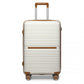 British Traveller 28 Inch Multi-Texture Polypropylene Hard Shell Suitcase With TSA Lock - Cream