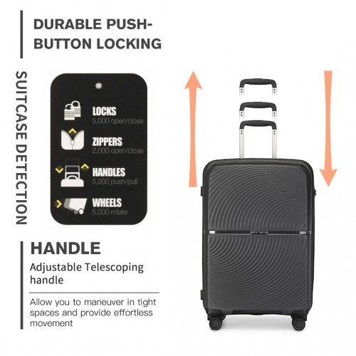 British Traveller 20 Inch Spinner Hard Shell PP Suitcase With TSA Lock - Black