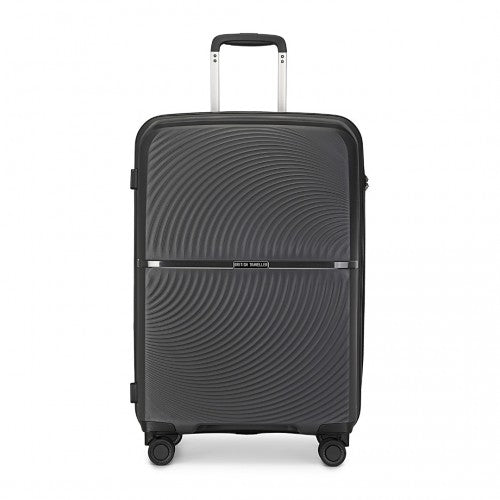 British Traveller 3 PCS 20/24/28 Inch Set Spinner Hard Shell PP Suitcase - TSA Lock - Black