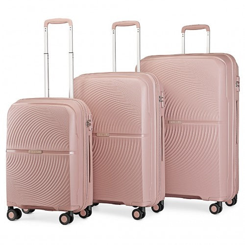 British Traveller 3 PCS 20/24/28 Inch Set Spinner Hard Shell PP Suitcase - TSA Lock - Nude