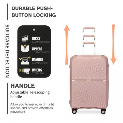 British Traveller 3 PCS 20/24/28 Inch Set Spinner Hard Shell PP Suitcase - TSA Lock - Nude