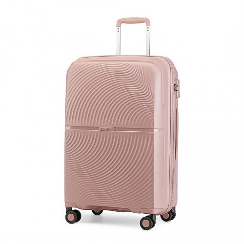 British Traveller 28 Inch Spinner Hard Shell PP Suitcase With TSA Lock - Nude/Pink