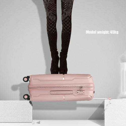 British Traveller 3 PCS 20/24/28 Inch Set Spinner Hard Shell PP Suitcase - TSA Lock - Nude