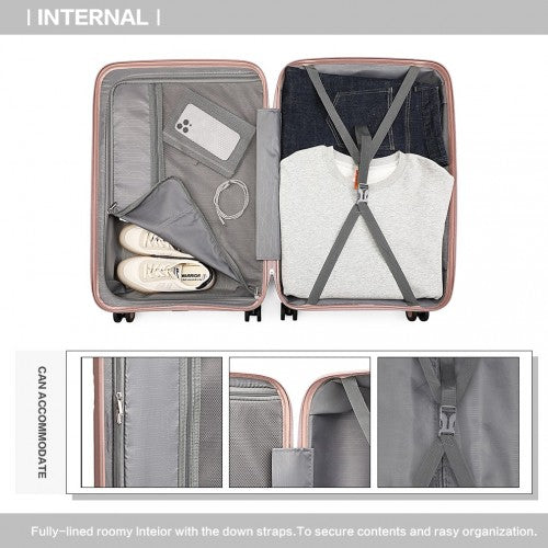 British Traveller 3 PCS 20/24/28 Inch Set Spinner Hard Shell PP Suitcase - TSA Lock - Nude