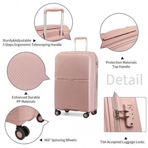 British Traveller 3 PCS 20/24/28 Inch Set Spinner Hard Shell PP Suitcase - TSA Lock - Nude
