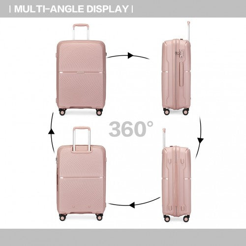 British Traveller 3 PCS 20/24/28 Inch Set Spinner Hard Shell PP Suitcase - TSA Lock - Nude