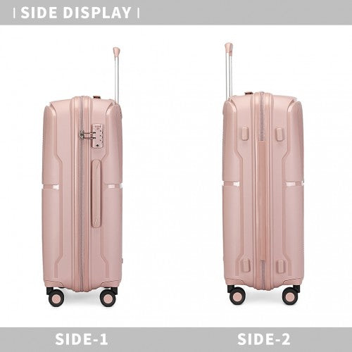 British Traveller 3 PCS 20/24/28 Inch Set Spinner Hard Shell PP Suitcase - TSA Lock - Nude