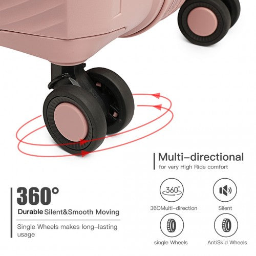 British Traveller 3 PCS 20/24/28 Inch Set Spinner Hard Shell PP Suitcase - TSA Lock - Nude