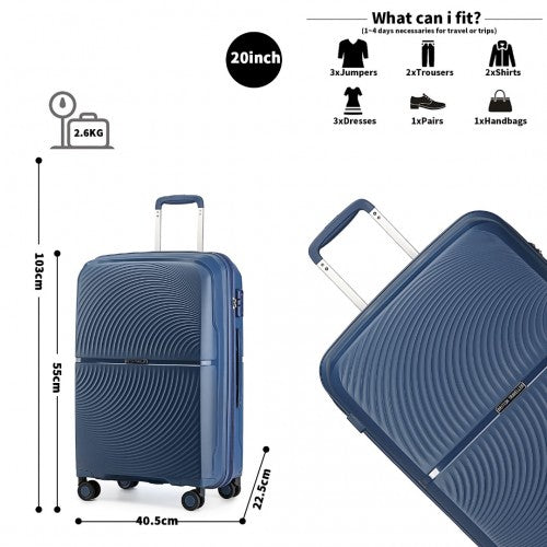 British Traveller 20 Inch Spinner Hard Shell PP Suitcase With TSA Lock - Navy