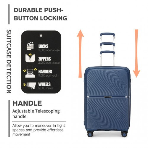 British Traveller 28 Inch Spinner Hard Shell PP Suitcase With TSA Lock - Navy