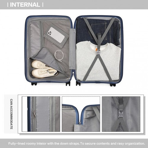 British Traveller 28 Inch Spinner Hard Shell PP Suitcase With TSA Lock - Navy