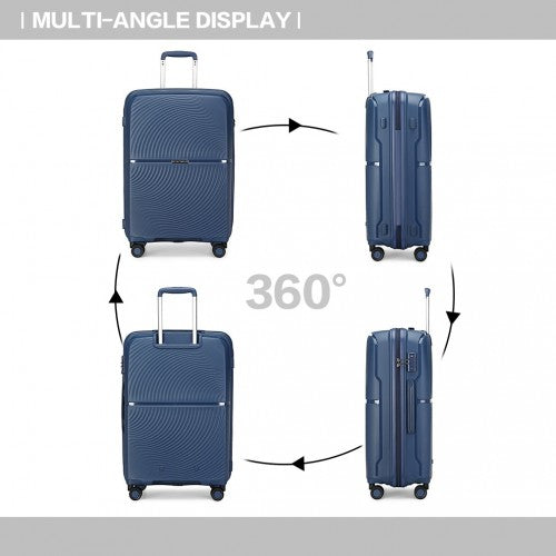 British Traveller 28 Inch Spinner Hard Shell PP Suitcase With TSA Lock - Navy