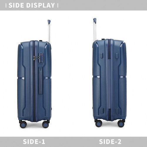 British Traveller 20 Inch Spinner Hard Shell PP Suitcase With TSA Lock - Navy
