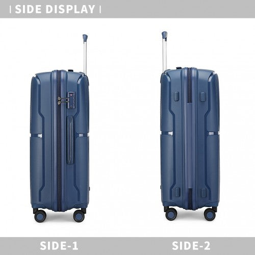 British Traveller 28 Inch Spinner Hard Shell PP Suitcase With TSA Lock - Navy