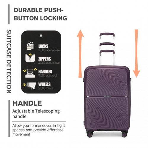 British Traveller 28 Inch Spinner Hard Shell PP Suitcase With TSA Lock - Purple
