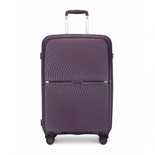 British Traveller 24 Inch Spinner Hard Shell PP Suitcase With TSA Lock - Purple