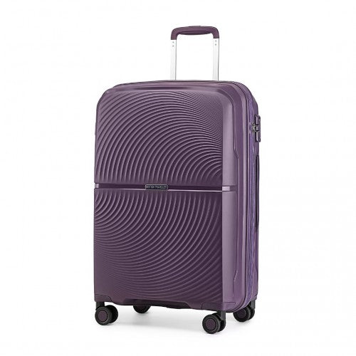 British Traveller 24 Inch Spinner Hard Shell PP Suitcase With TSA Lock - Purple