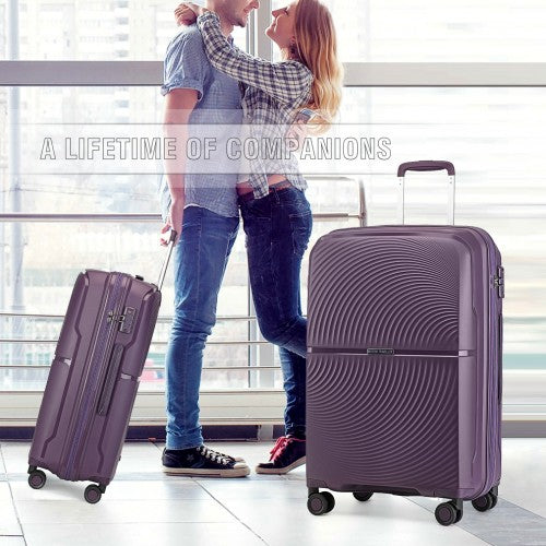 British Traveller 28 Inch Spinner Hard Shell PP Suitcase With TSA Lock - Purple