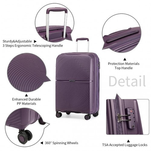 British Traveller 28 Inch Spinner Hard Shell PP Suitcase With TSA Lock - Purple