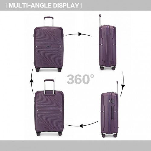British Traveller 24 Inch Spinner Hard Shell PP Suitcase With TSA Lock - Purple