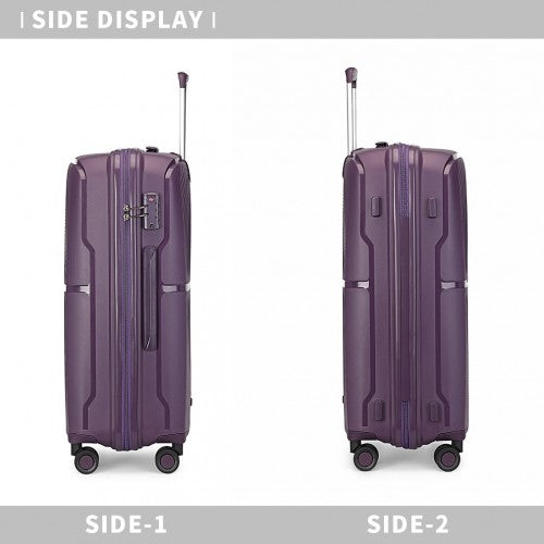 British Traveller 24 Inch Spinner Hard Shell PP Suitcase With TSA Lock - Purple
