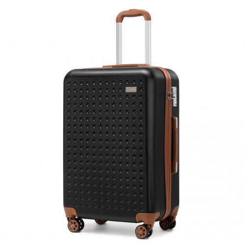 Kono 24 Inch Flexible Hard Shell Abs Suitcase With TSA Lock - Black