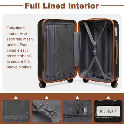 Kono 28 Inch Flexible Hard Shell Abs Suitcase With TSA Lock - Black