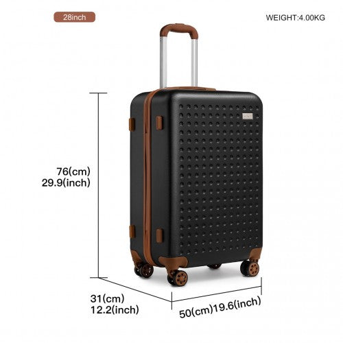 Kono 28 Inch Flexible Hard Shell Abs Suitcase With TSA Lock - Black