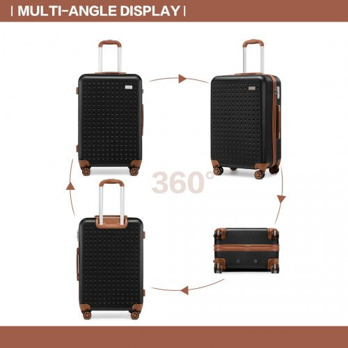 Kono Flexible Hard Shell Abs Suitcase With TSA Lock And Vanity Case 4 Piece Set - Black