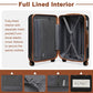 Kono Flexible Hard Shell Abs Suitcase With TSA Lock And Vanity Case 4 Piece Set - Black