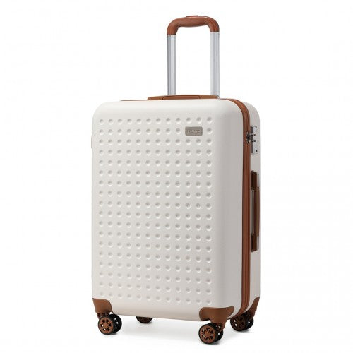 Kono 20 Inch Cabin Size Flexible Hard Shell Abs Suitcase With TSA Lock - Cream