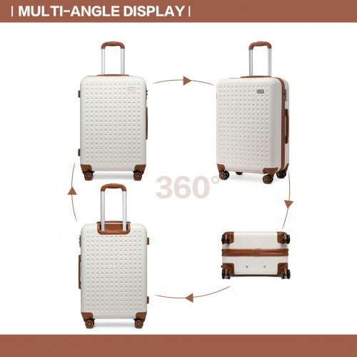 Kono 28 Inch Flexible Hard Shell Abs Suitcase With TSA Lock - Cream