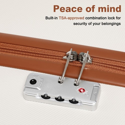 Kono 28 Inch Flexible Hard Shell Abs Suitcase With TSA Lock - Cream