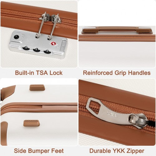 Kono 28 Inch Flexible Hard Shell Abs Suitcase With TSA Lock - Cream
