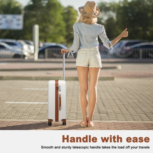 Kono 28 Inch Flexible Hard Shell Abs Suitcase With TSA Lock - Cream