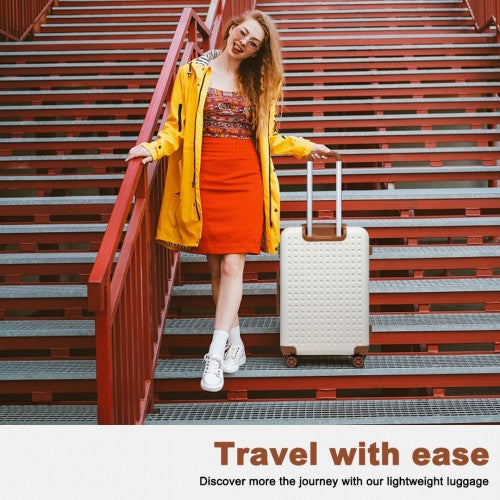 Kono 28 Inch Flexible Hard Shell Abs Suitcase With TSA Lock - Cream