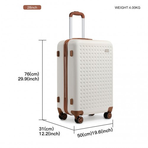 Kono 28 Inch Flexible Hard Shell Abs Suitcase With TSA Lock - Cream