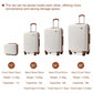 Kono Flexible Hard Shell Abs Suitcase With TSA Lock And Vanity Case 4 Piece Set - Cream