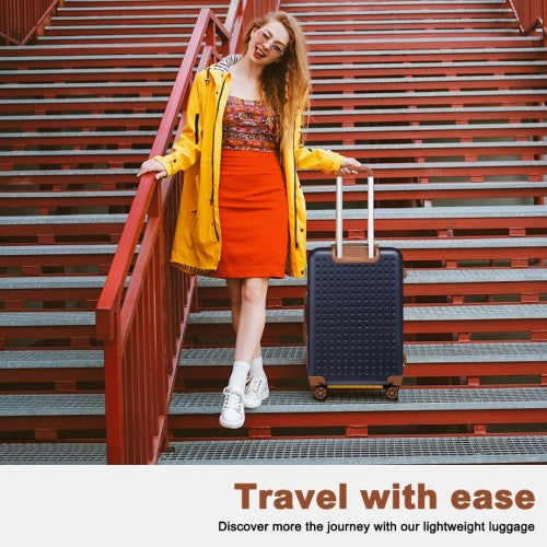 Kono 24 Inch Flexible Hard Shell Abs Suitcase With TSA Lock - Navy