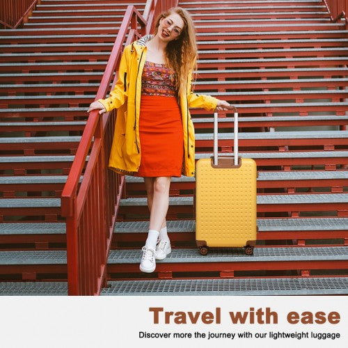 Kono 20 Inch Cabin Size Flexible Hard Shell Abs Suitcase With TSA Lock - Yellow