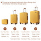 Kono Flexible Hard Shell Abs Suitcase With TSA Lock And Vanity Case 4 Piece Set - Yellow