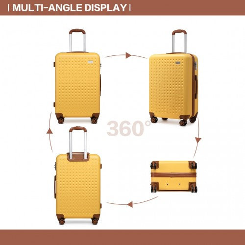 Kono Flexible Hard Shell Abs Suitcase With TSA Lock And Vanity Case 4 Piece Set - Yellow
