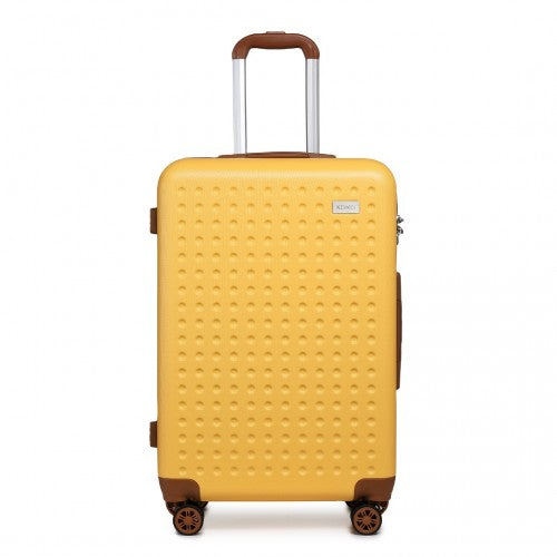Kono Flexible Hard Shell Abs Suitcase With TSA Lock And Vanity Case 4 Piece Set - Yellow