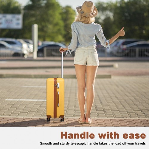 Kono Flexible Hard Shell Abs Suitcase With TSA Lock And Vanity Case 4 Piece Set - Yellow