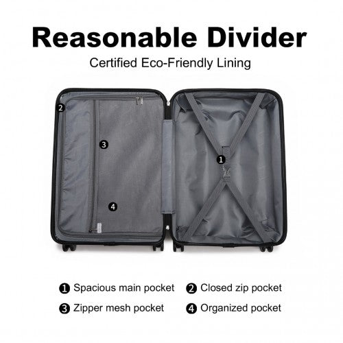 British Traveller 20 Inch Ultralight Abs And Polycarbonate Bumpy Diamond Suitcase With TSA Lock - Black