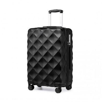 British Traveller 28 Inch Ultralight Abs And Polycarbonate Bumpy Diamond Suitcase With TSA Lock -  Black