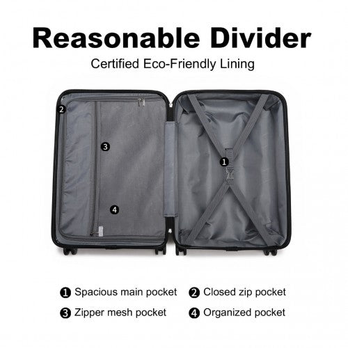 British Traveller 28 Inch Ultralight Abs And Polycarbonate Bumpy Diamond Suitcase With TSA Lock -  Black